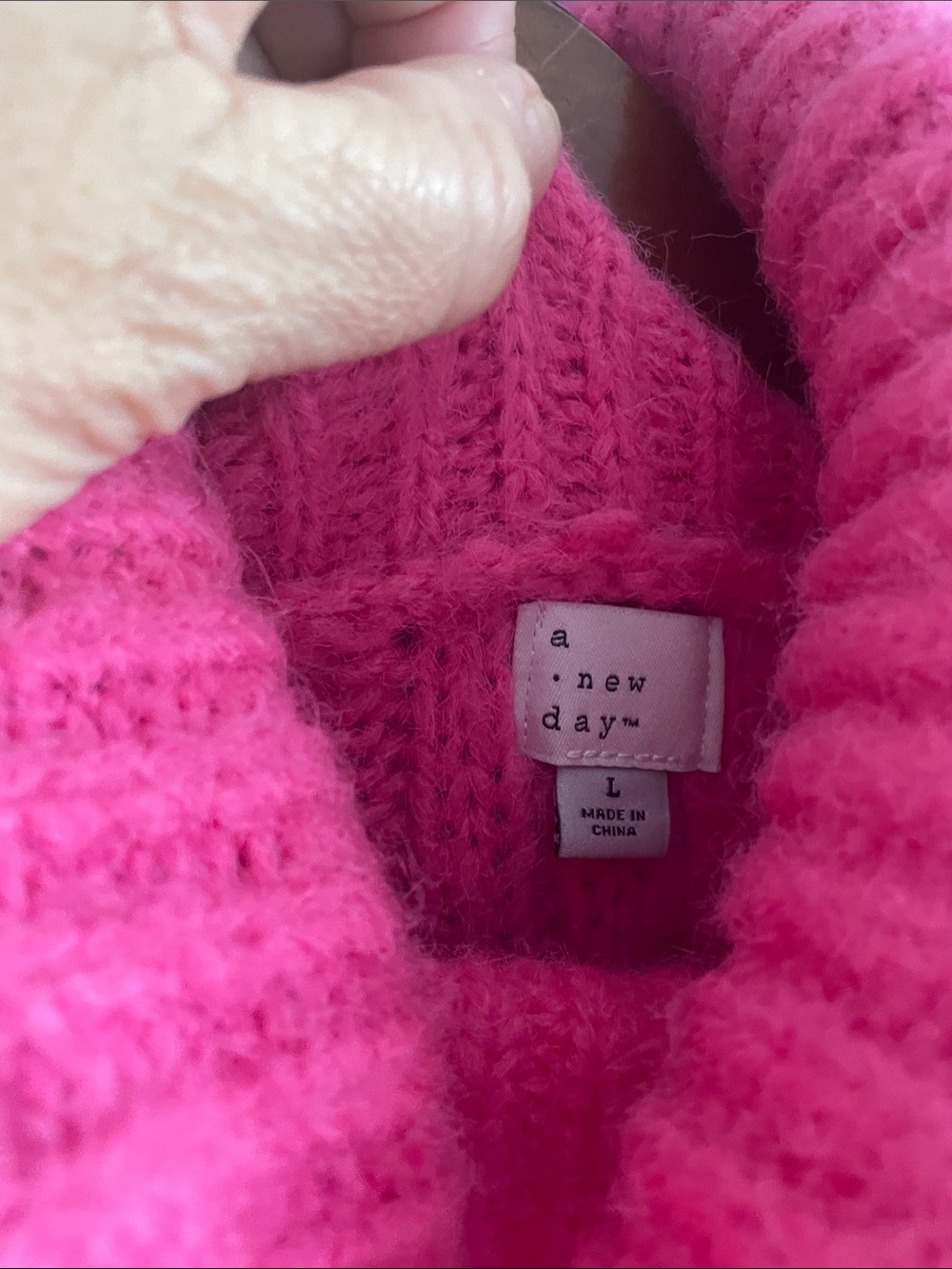 a new day Chunky Cable Turtleneck Sweater - Hot Pink - Picture 3 of 6